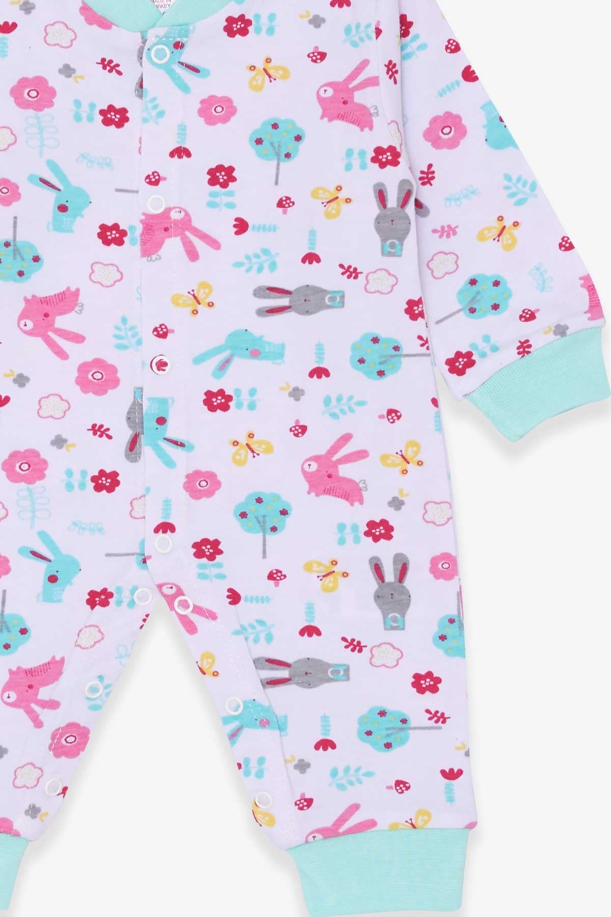 Breeze Kız Bebek Tulum Tavşancık Desenli Beyaz (0-3 Ay-6 Ay)