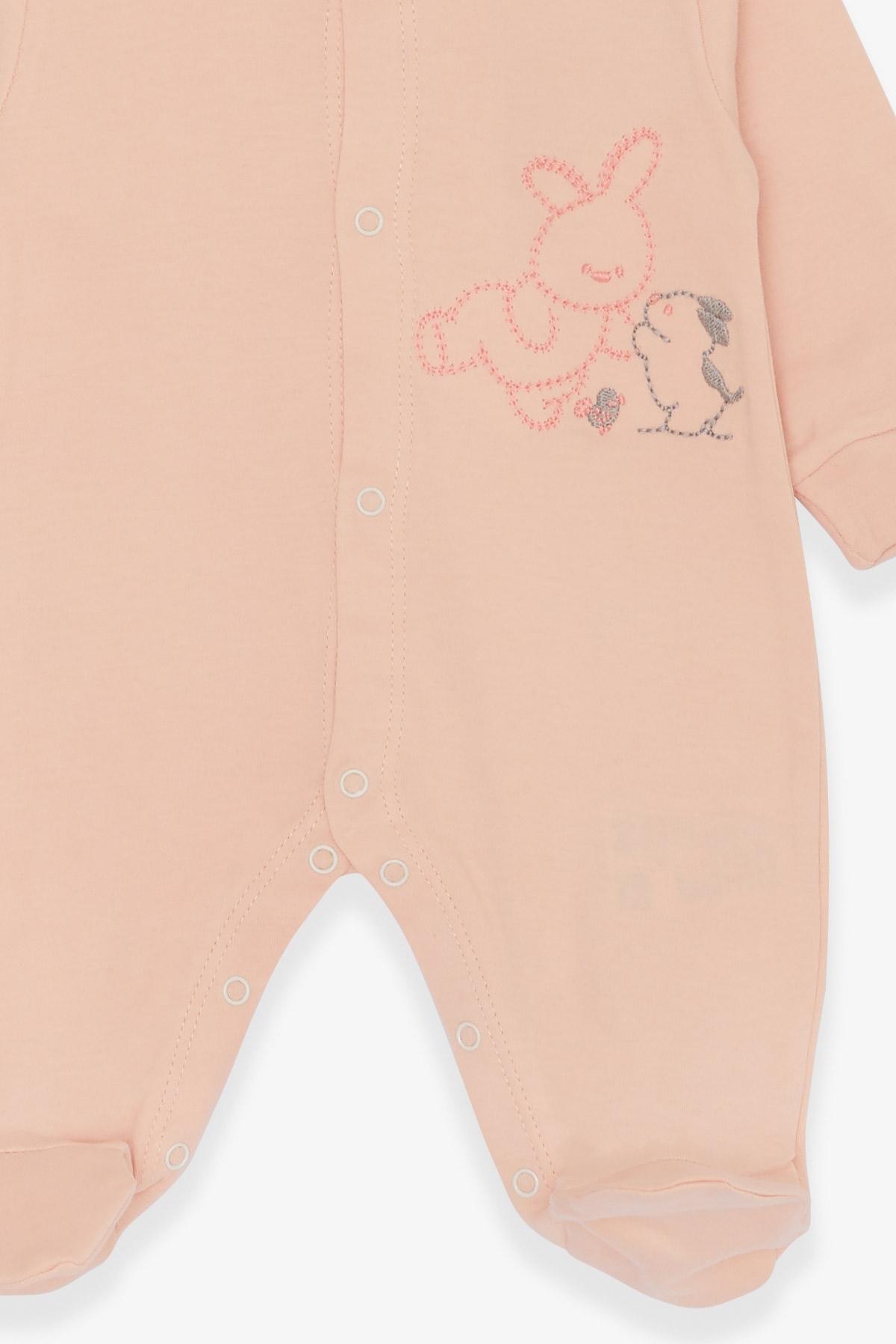 Breeze Kız Bebek Tulum Tavşancık Nakışlı Pudra (0-3-6 Ay)