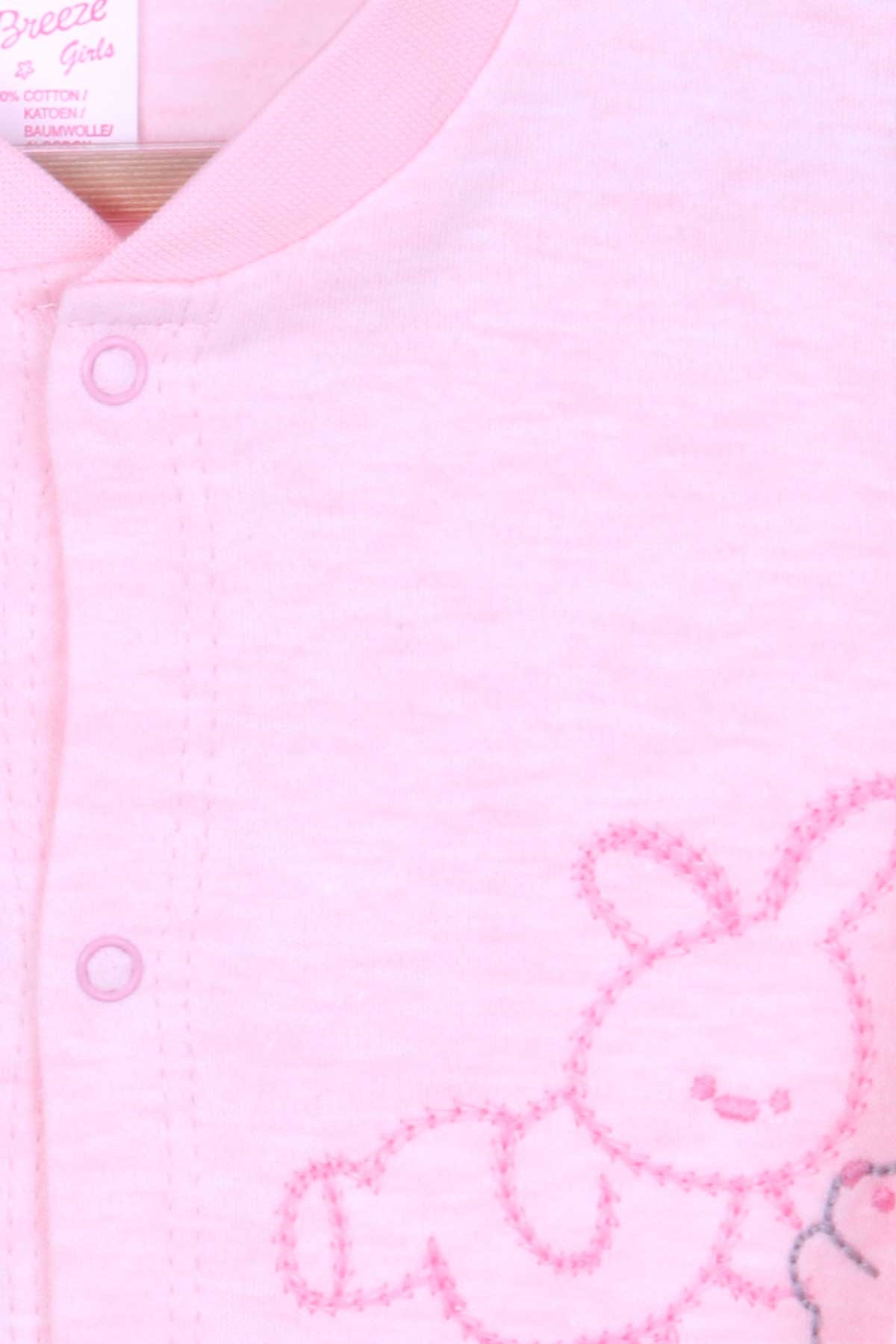 Breeze Kız Bebek Tulum Tavşancık Nakışlı Pudra (0-3 Ay-6 Ay)