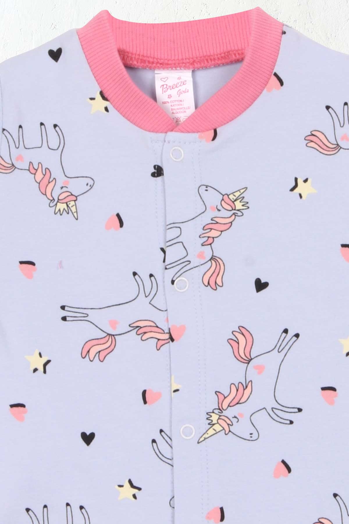 Breeze Kız Bebek Tulum Unicorn Buz Mavisi (0-3-6 Ay)
