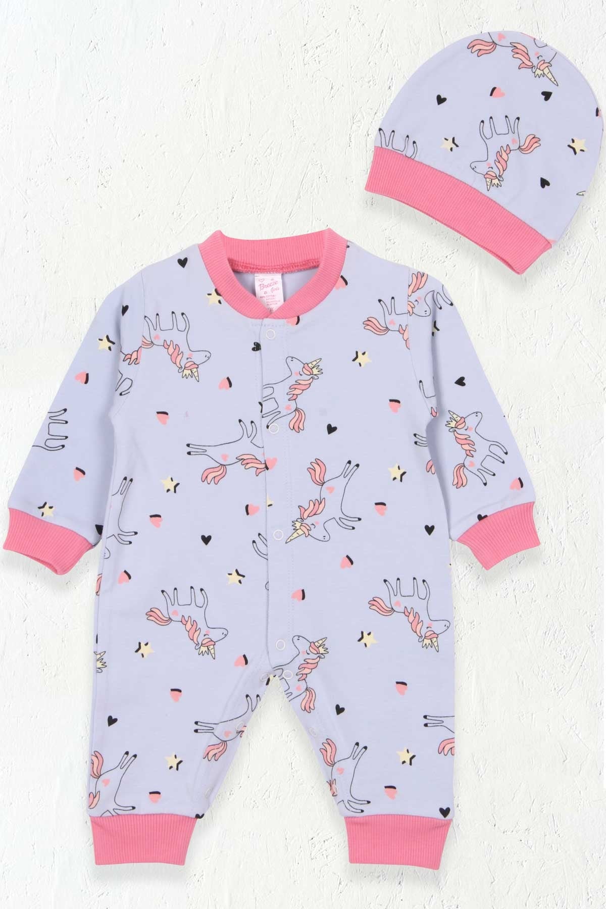 Breeze Kız Bebek Tulum Unicorn Buz Mavisi (0-3-6 Ay)
