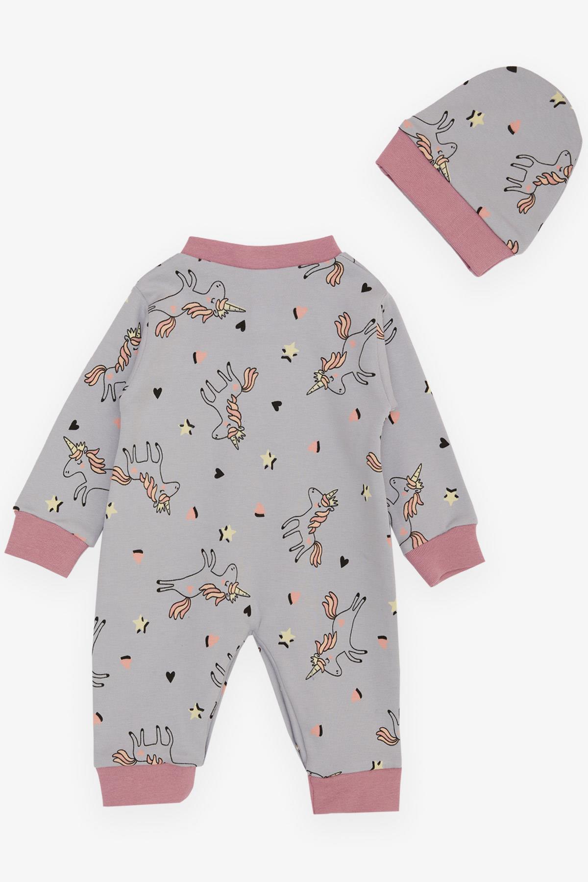 Breeze Kız Bebek Tulum Unicorn Desenli Lila (0-3-6 Ay)