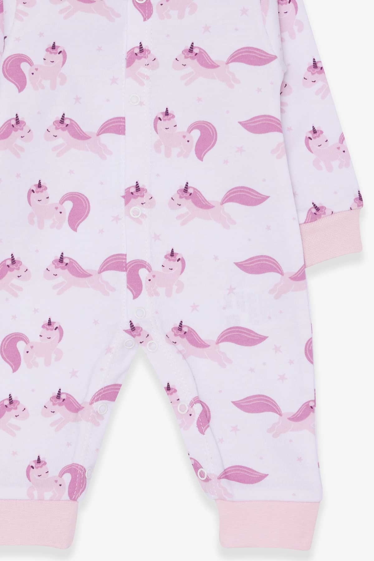 Breeze Kız Bebek Tulum Unicorn Desenli Beyaz (0-3 Ay-6 Ay)