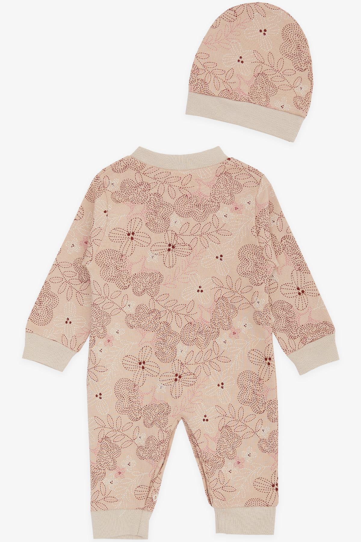 Breeze Kız Bebek Tulum Yaprak Desenli Açık Kahverengi (0-3-6 Ay)