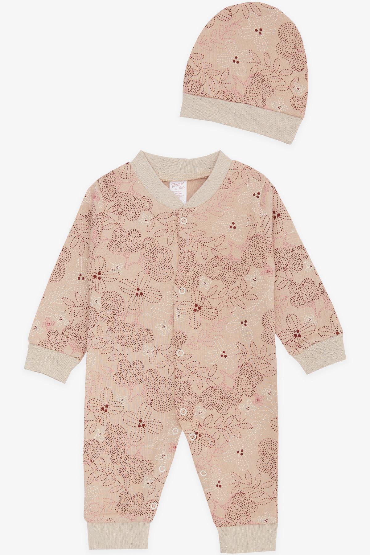Breeze Kız Bebek Tulum Yaprak Desenli Açık Kahverengi (0-3-6 Ay)
