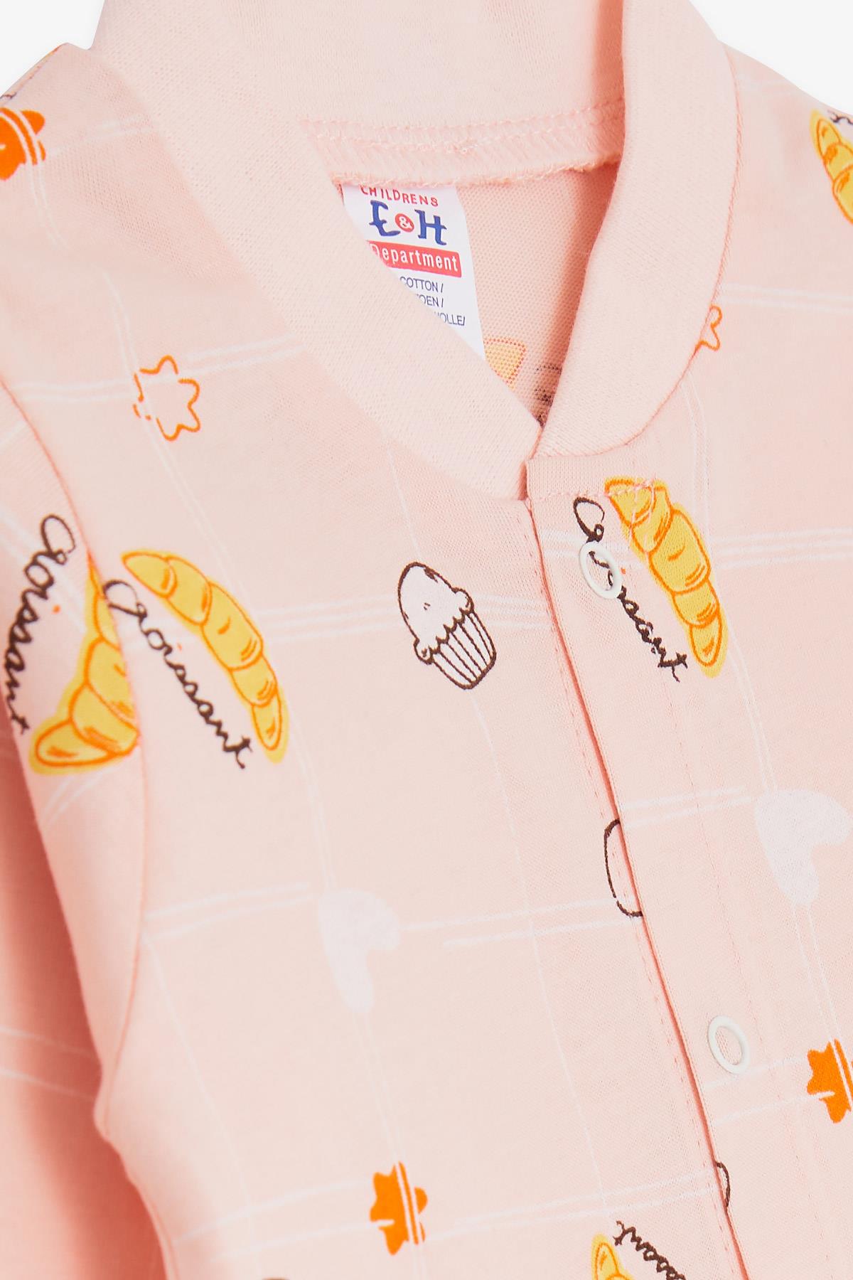 Breeze Kız Bebek Tulum Yemek Temalı Yıldız Desenli Pudra (0-6 Ay)