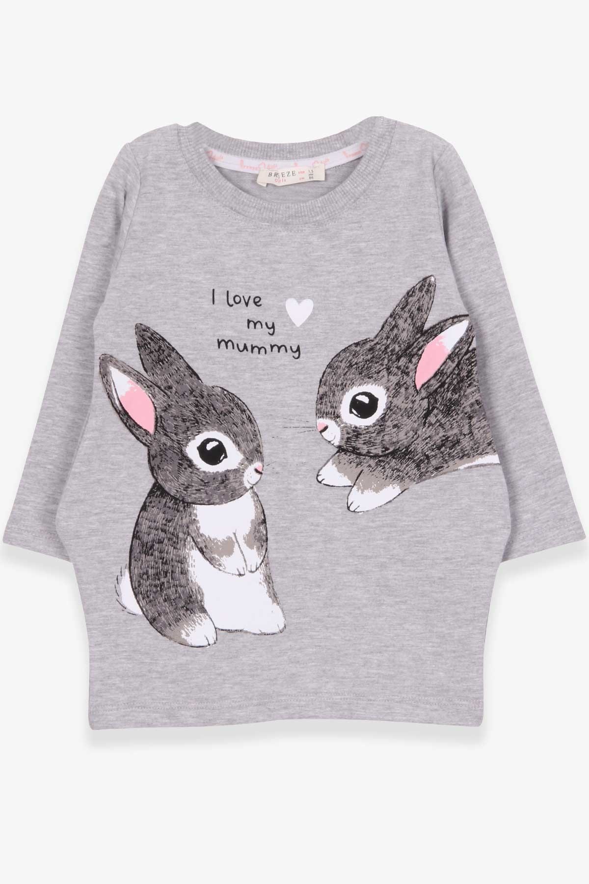 Breeze Kız Bebek Tunik Tavşan Desenli Gri (1.5 Yaş)