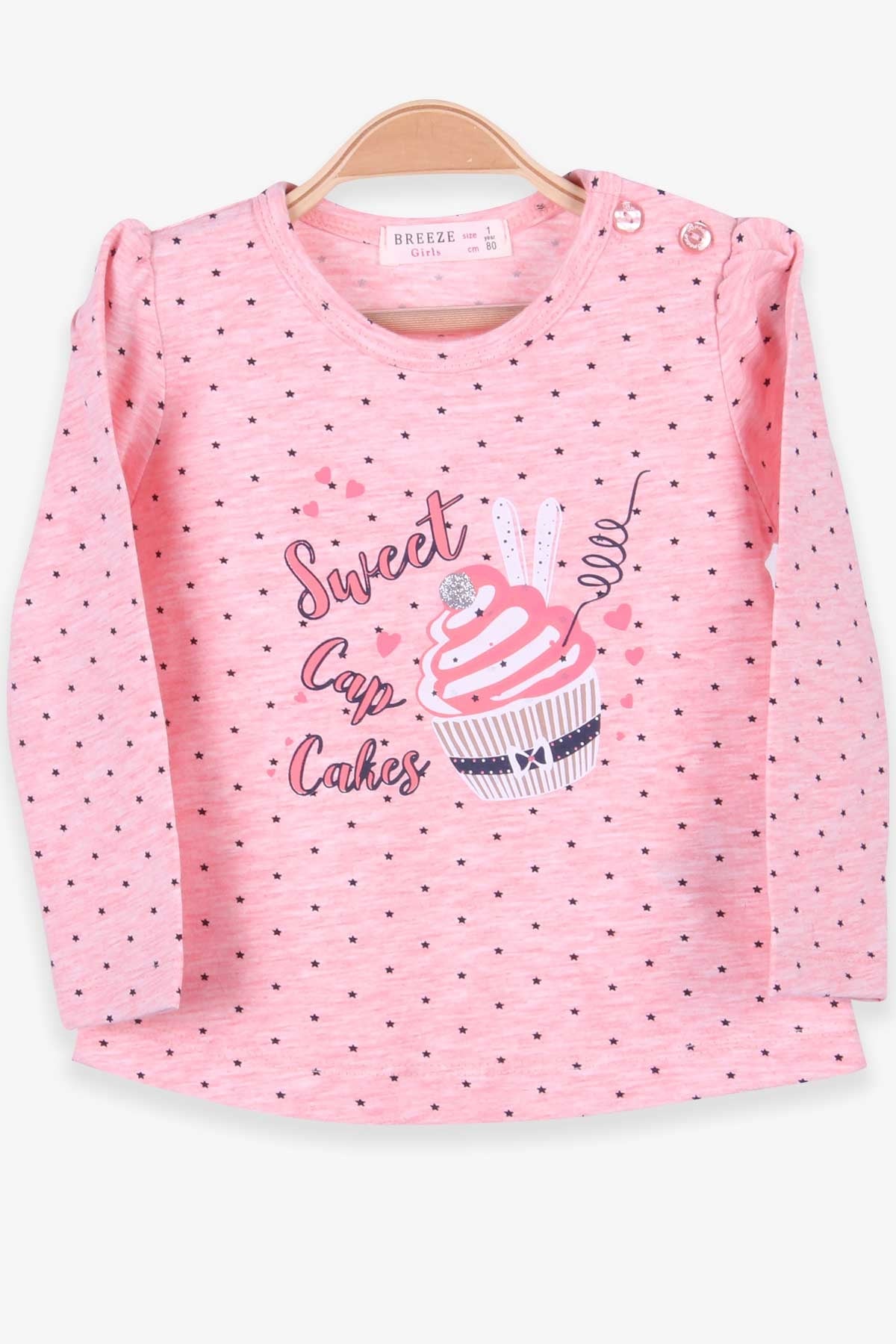 Breeze Kız Bebek Uzun Kollu Tişört Baskılı Somon Melanj (6 Ay-2 Yaş)