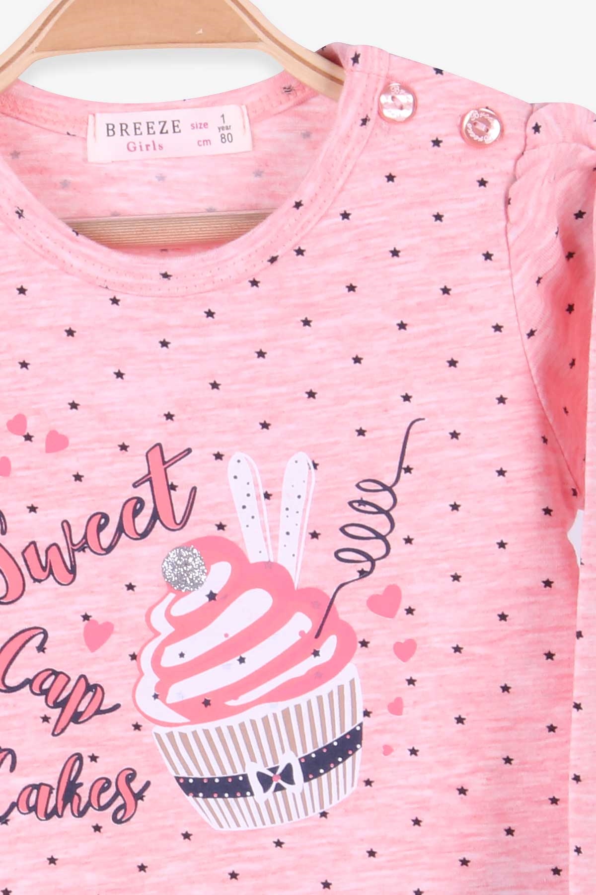 Breeze Kız Bebek Uzun Kollu Tişört Baskılı Somon Melanj (6 Ay-2 Yaş)