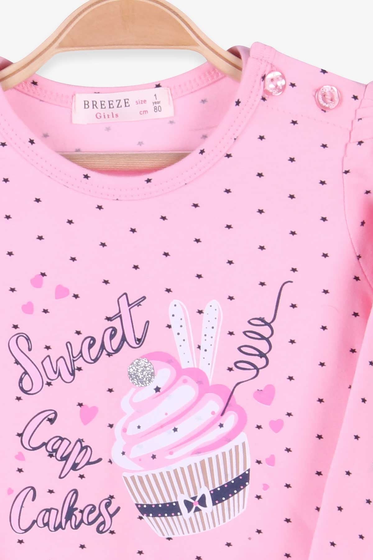 Breeze Kız Bebek Uzun Kollu Tişört Baskılı Pudra (6 Ay-2 Yaş)