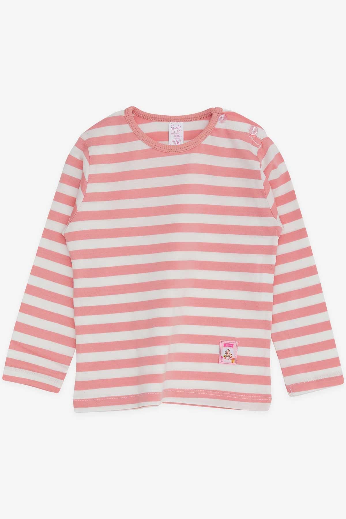 Breeze Kız Bebek Uzun Kollu Tişört Çizgili Gülkurusu (9 Ay-3 Yaş)