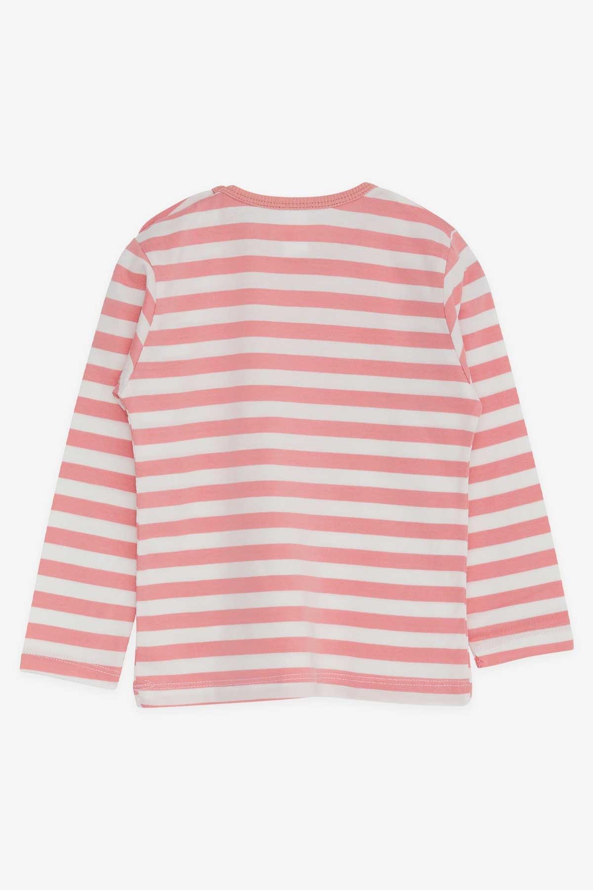Breeze Kız Bebek Uzun Kollu Tişört Çizgili Gülkurusu (9 Ay-3 Yaş)