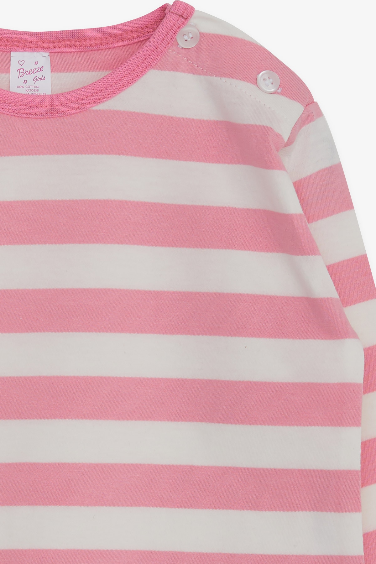 Breeze Kız Bebek Uzun Kollu Tişört Çizgili Pembe (9 Ay-3 Yaş)