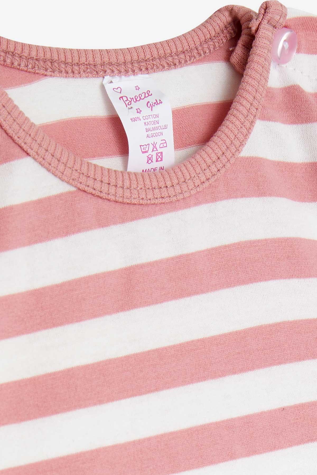 Breeze Kız Bebek Uzun Kollu Tişört Çizgili Gülkurusu (9 Ay-3 Yaş)