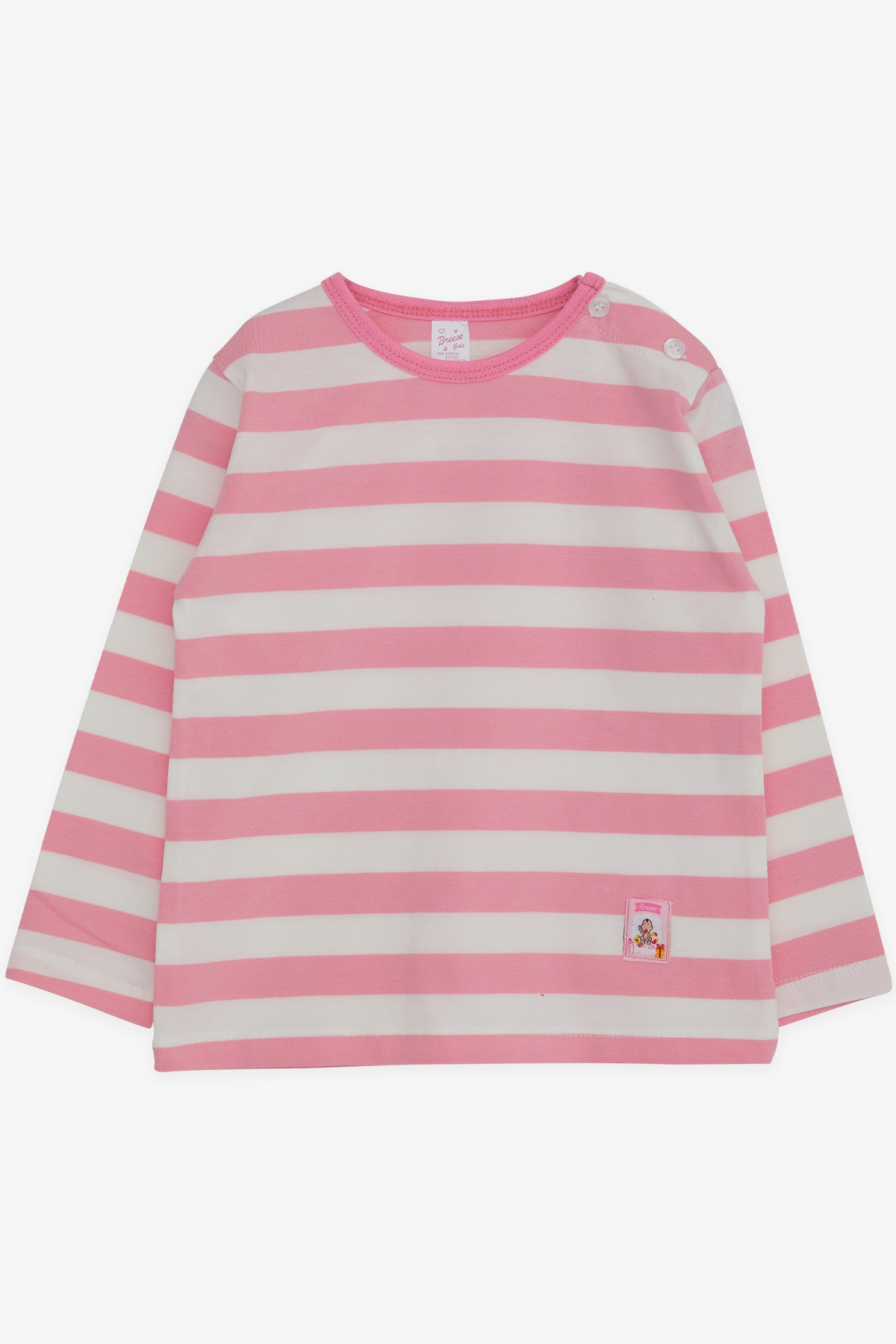 Breeze Kız Bebek Uzun Kollu Tişört Çizgili Pembe (9 Ay-3 Yaş)