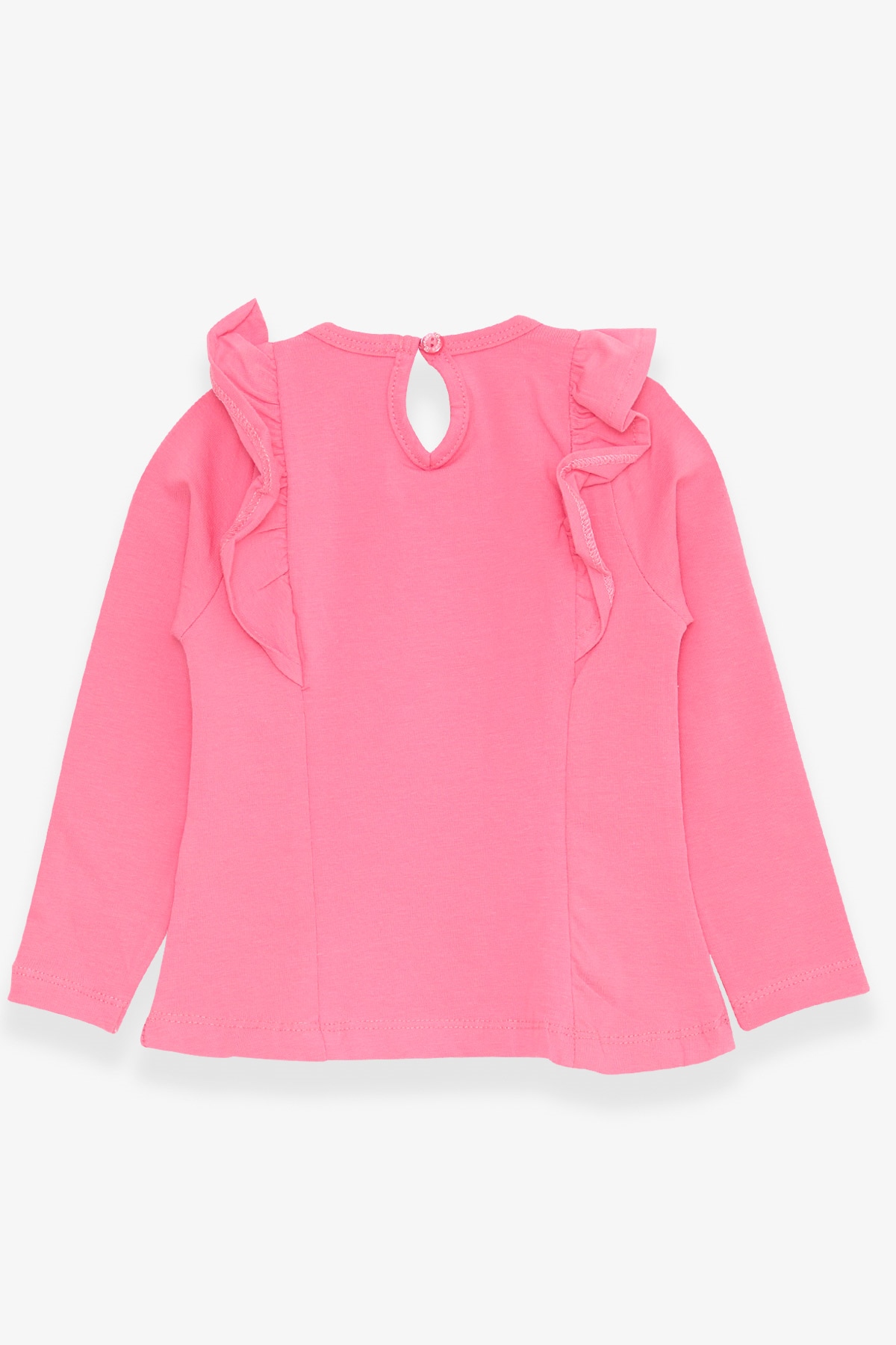 Breeze Kız Bebek Uzun Kollu Tişört Güpürlü Fırfırlı Mercan (6 Ay-2 Yaş)