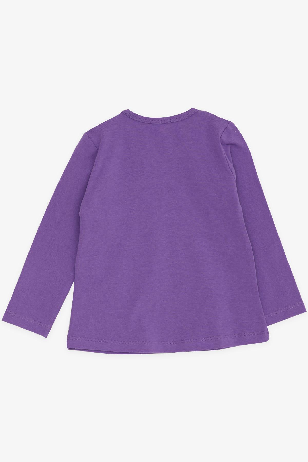 Breeze Kız Bebek Uzun Kollu Tişört Kedi Baskılı Mor (1.5 Yaş)