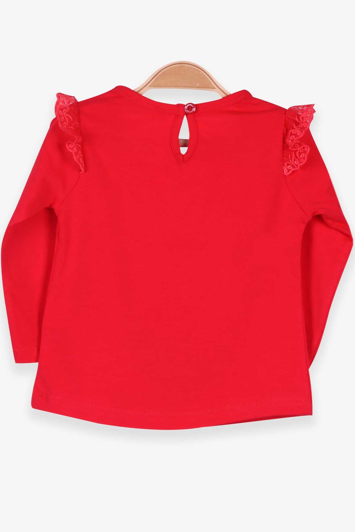 Breeze Kız Bebek Uzun Kollu Tişört Kedi Baskılı Simli Kırmızı (9 Ay-3 Yaş)