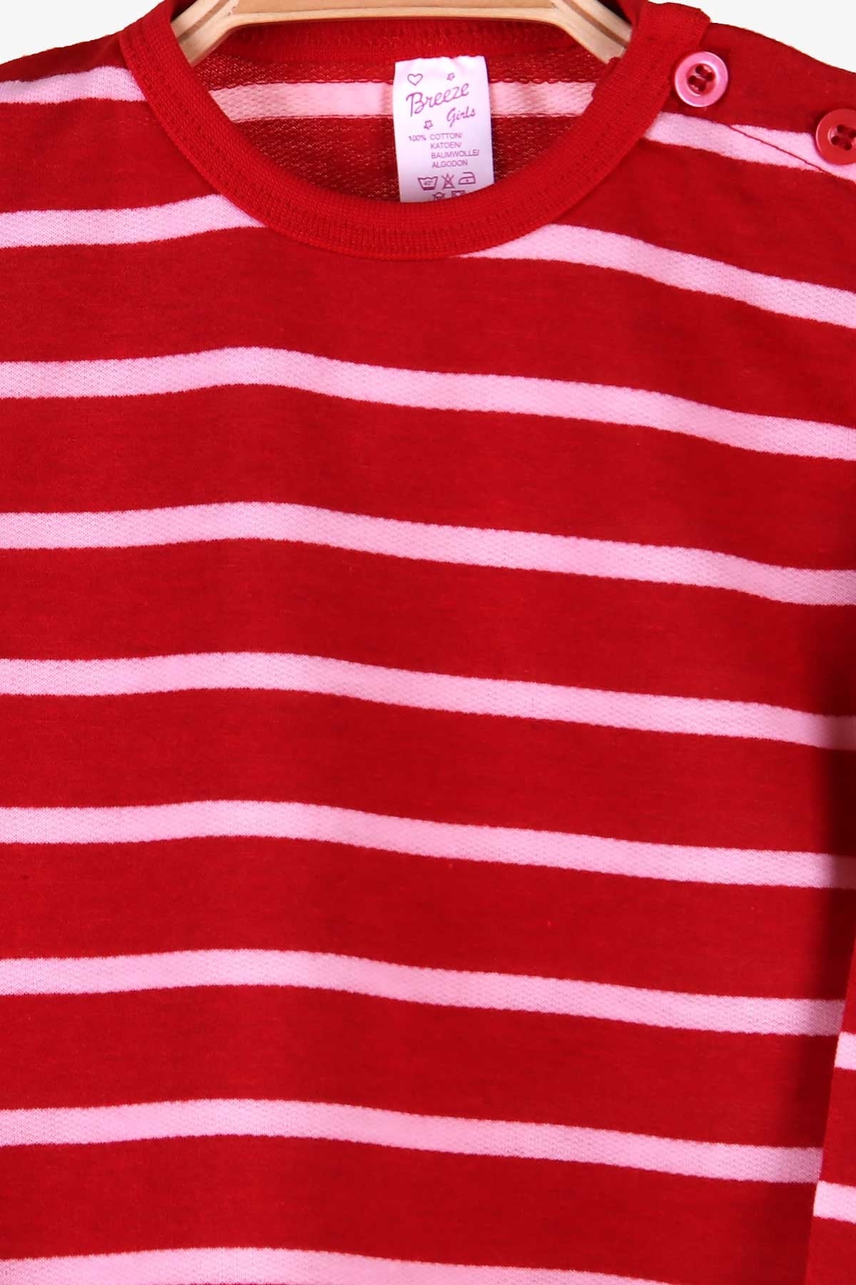 Breeze Kız Bebek Uzun Kollu Tişört Patlı Çizgili  Kırmızı (9 Ay-1.5 Yaş)