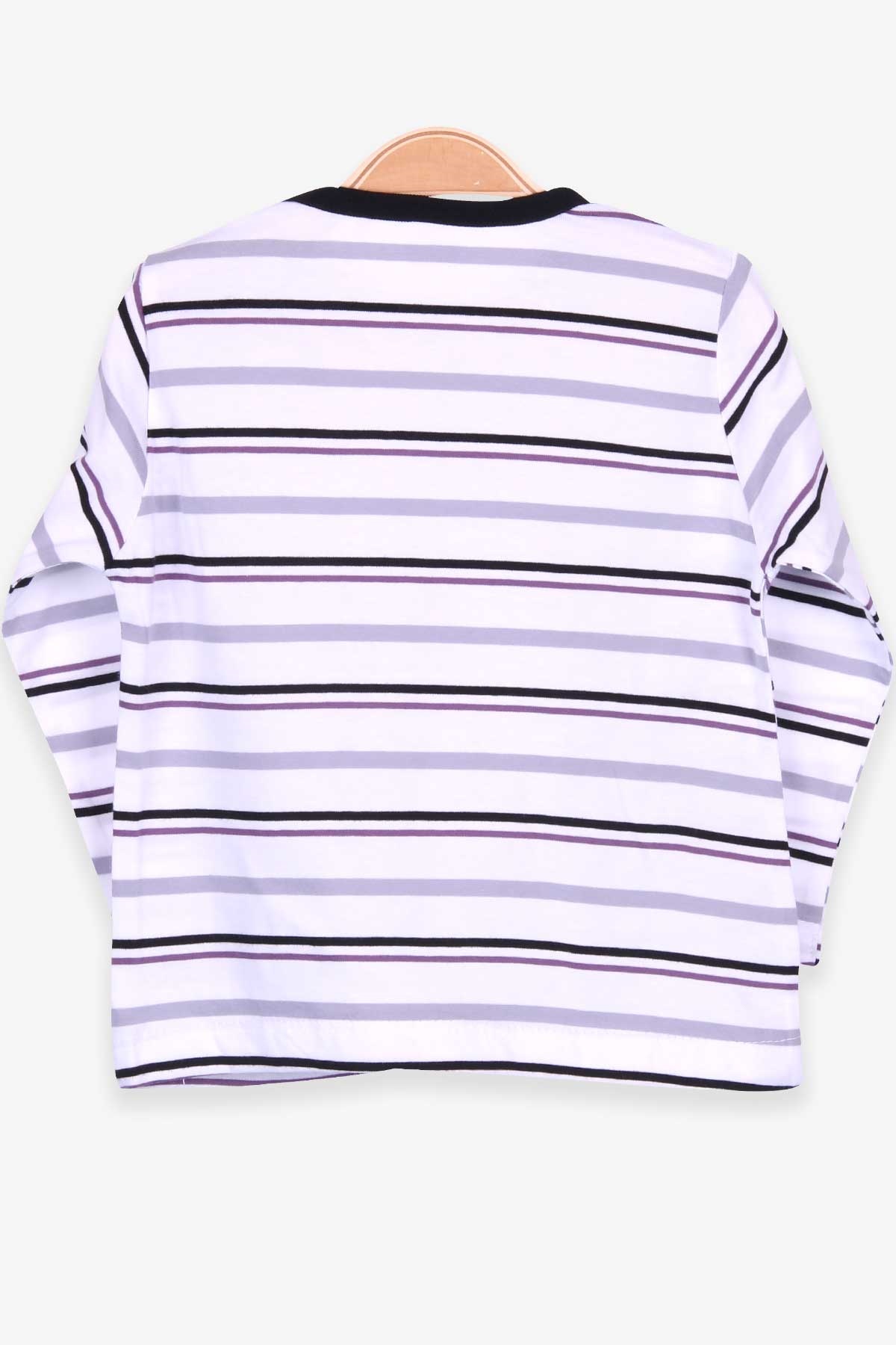 Breeze Kız Bebek Uzun Kollu Tişört Patlı Çizgili Beyaz (9 Ay-3 Yaş)