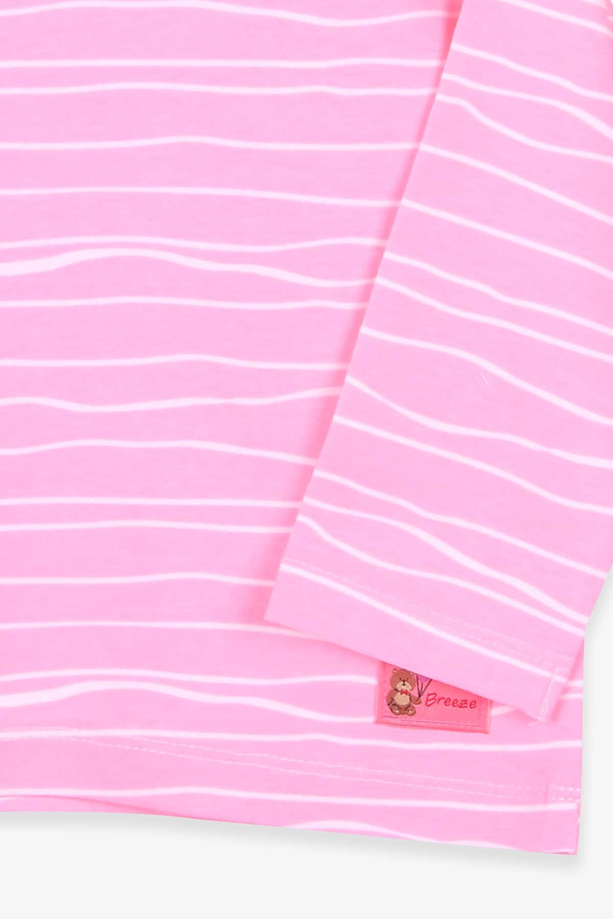 Breeze Kız Bebek Uzun Kollu Tişört Patlı Çizgili Neon Pembe (9 Ay-3 Yaş)