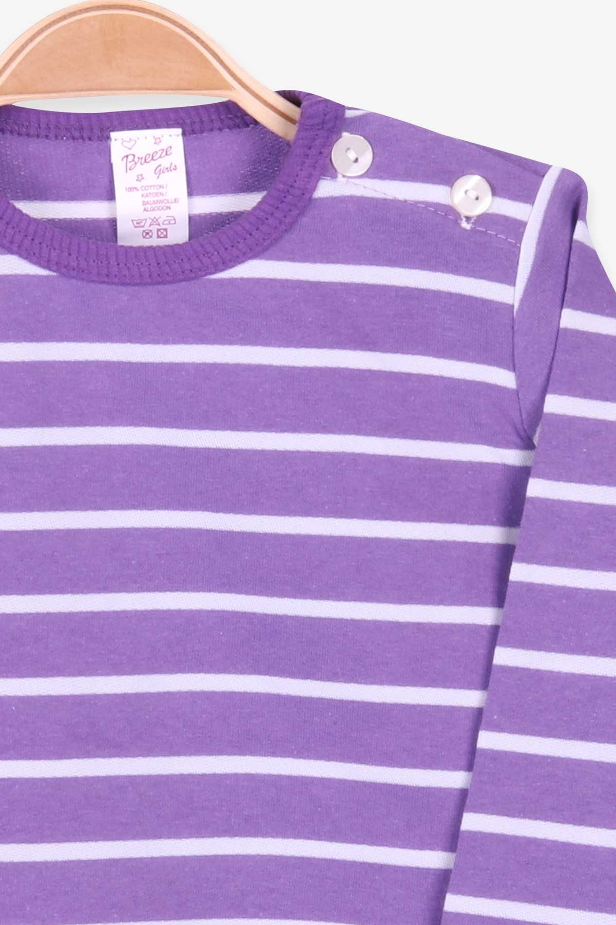Breeze Kız Bebek Uzun Kollu Tişört Patlı Çizgili Lila (9 Ay-3 Yaş)
