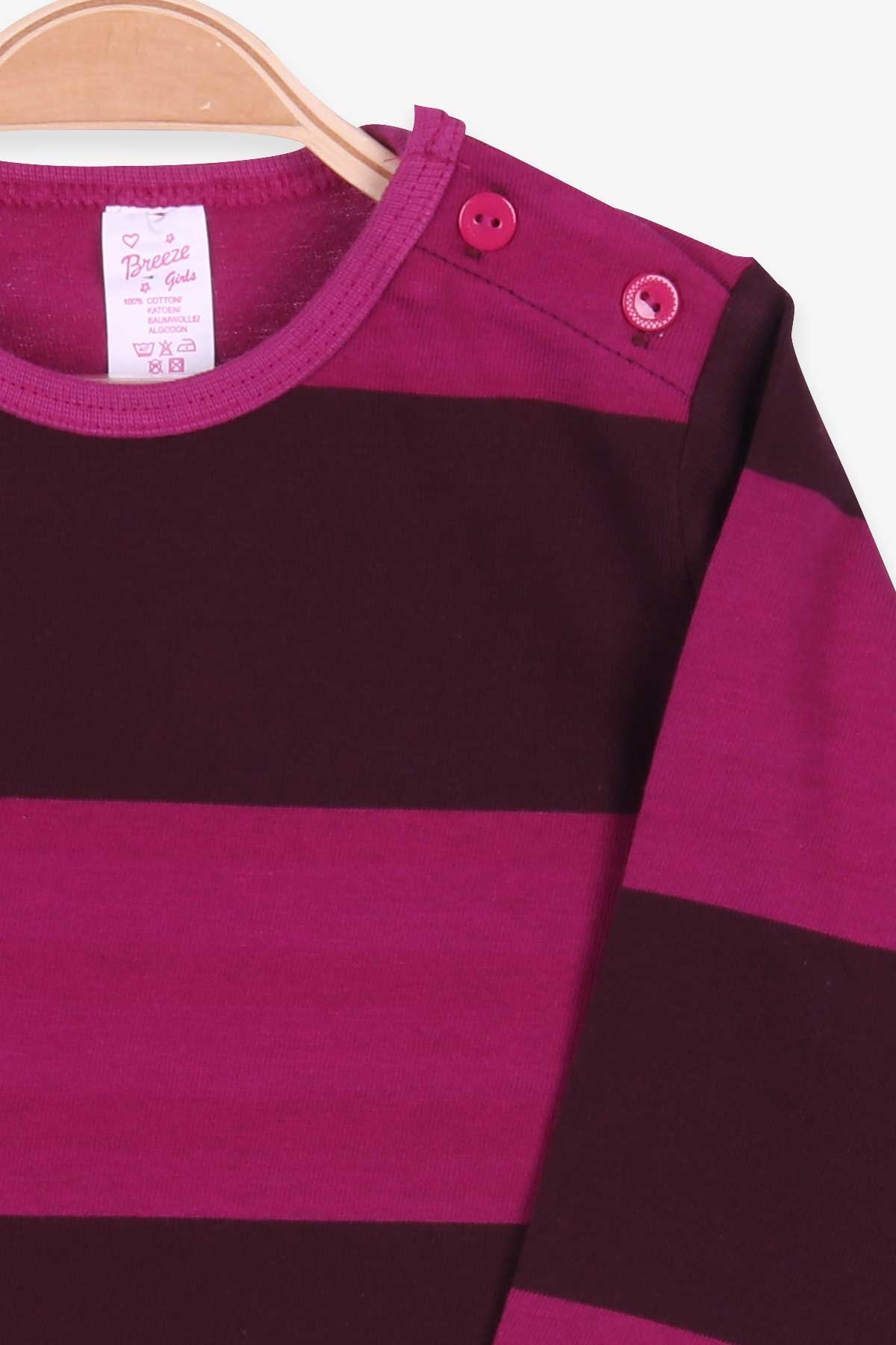 Breeze Kız Bebek Uzun Kollu Tişört Patlı Çizgili Mürdüm (9 Ay-3 Yaş)