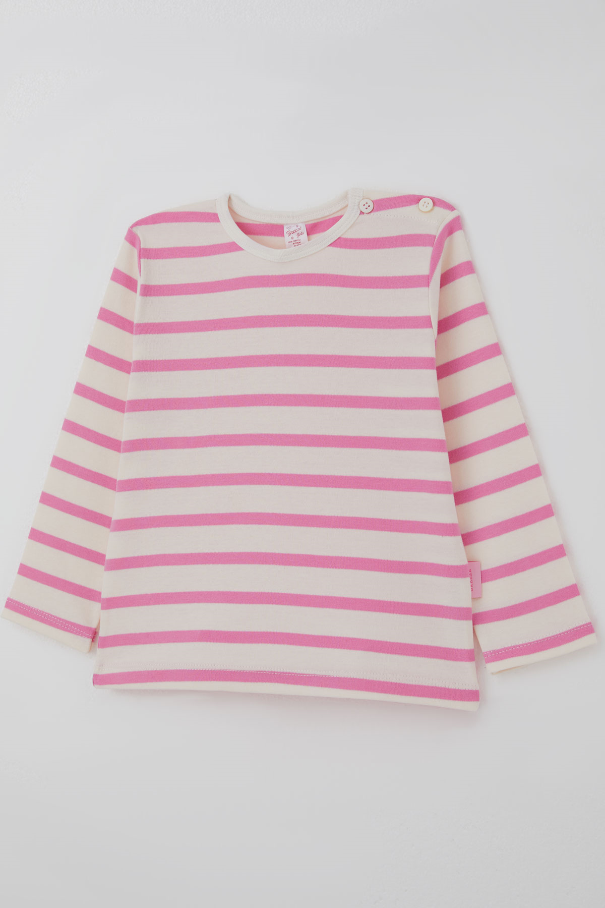 Breeze Kız Bebek Uzun Kollu Tişört Patlı Çizgili Krem (9 Ay - 3 Yaş)