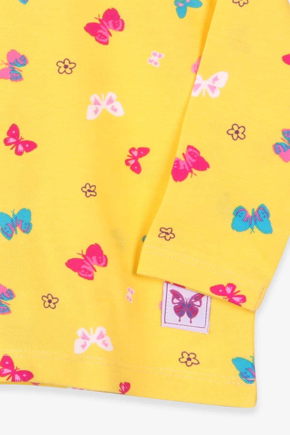 Breeze Kız Bebek Uzun Kollu Tişört Patlı Kelebek Desenli Sarı (9 Ay-3 Yaş)