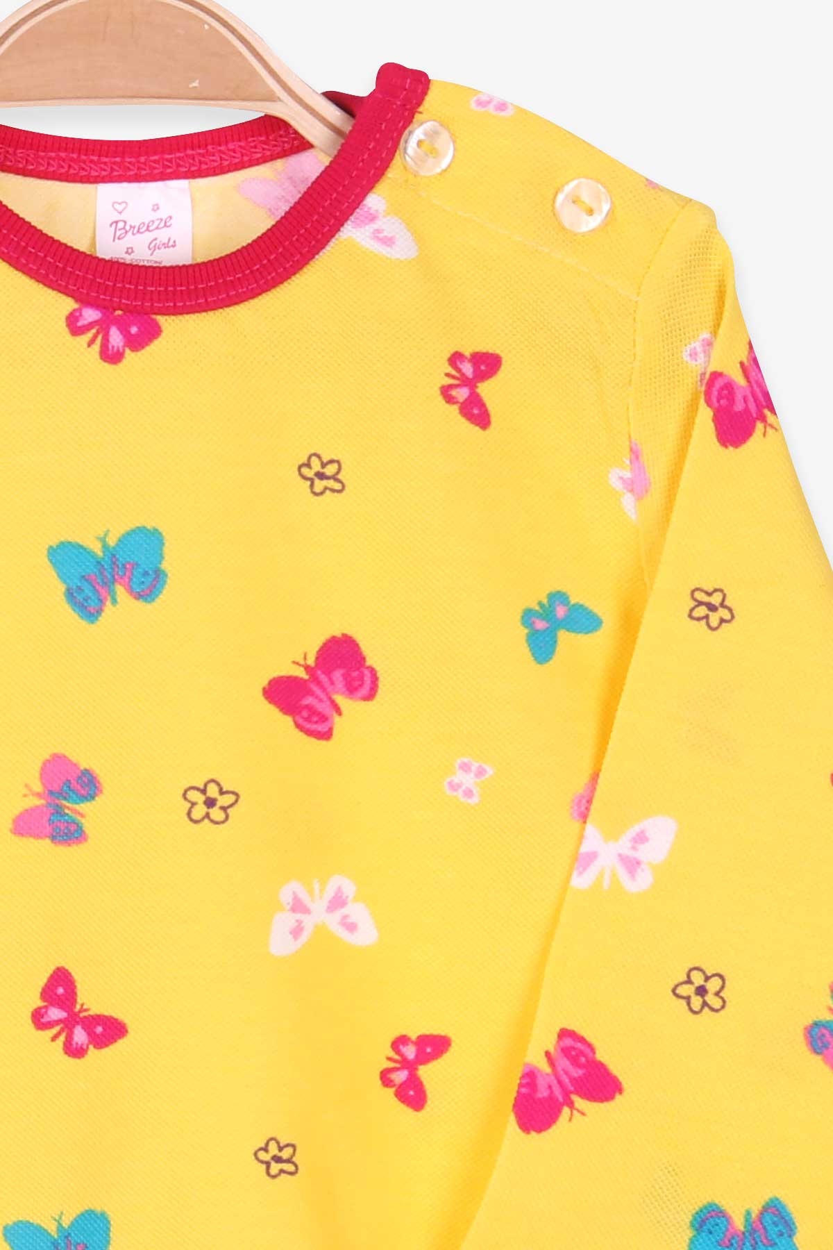 Breeze Kız Bebek Uzun Kollu Tişört Patlı Kelebek Desenli Sarı (9 Ay-3 Yaş)
