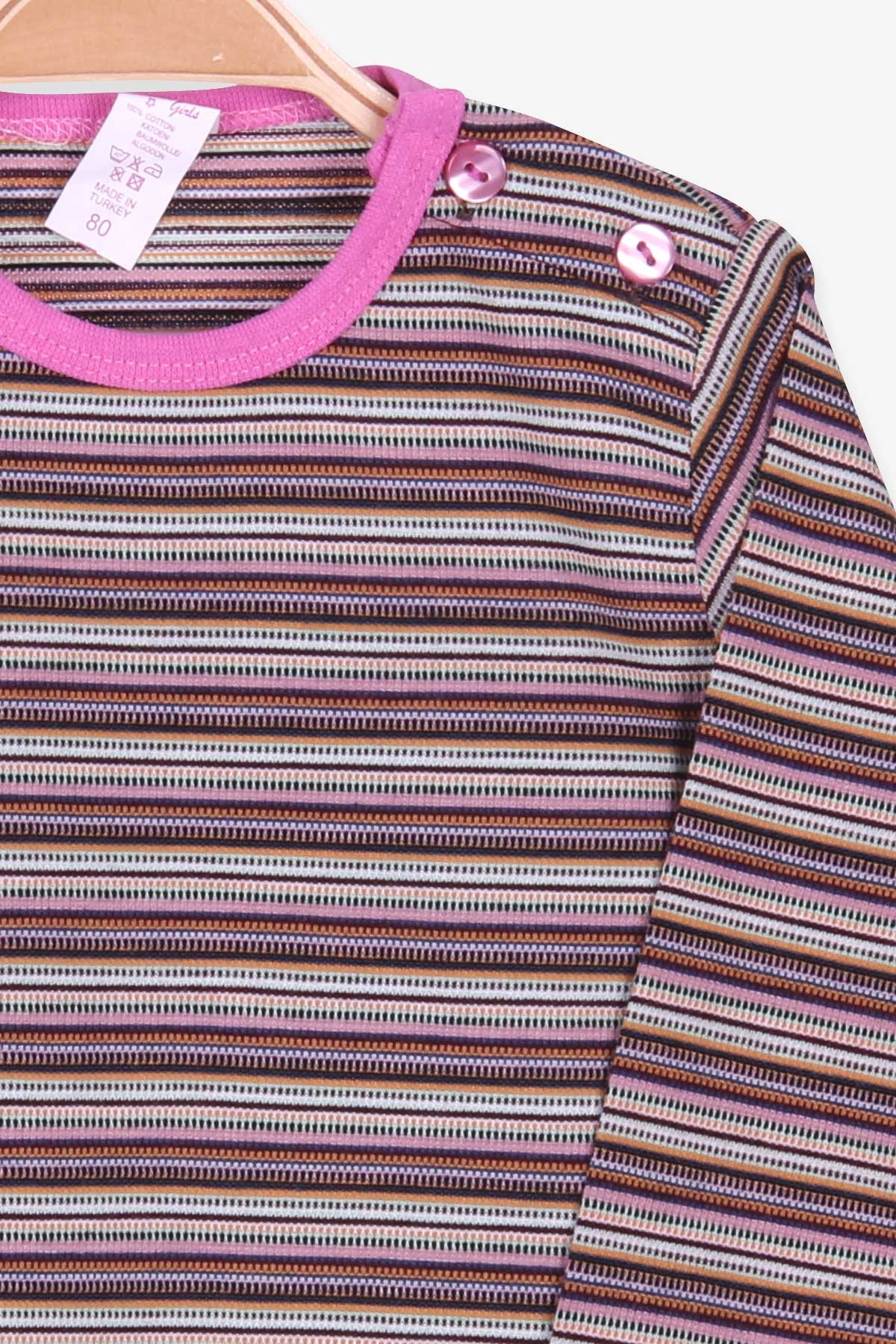 Breeze Kız Bebek Uzun Kollu Tişört Patlı Çizgili Karışık Renk (9 Ay-3 Yaş)