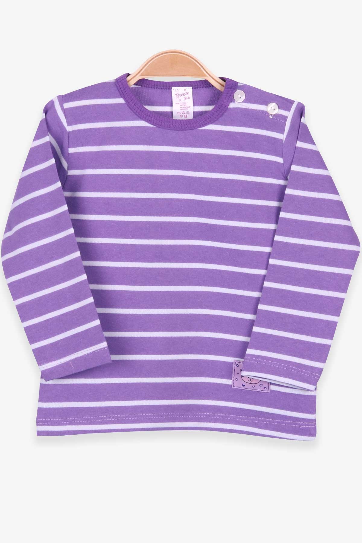 Breeze Kız Bebek Uzun Kollu Tişört Patlı Çizgili Lila (9 Ay-3 Yaş)