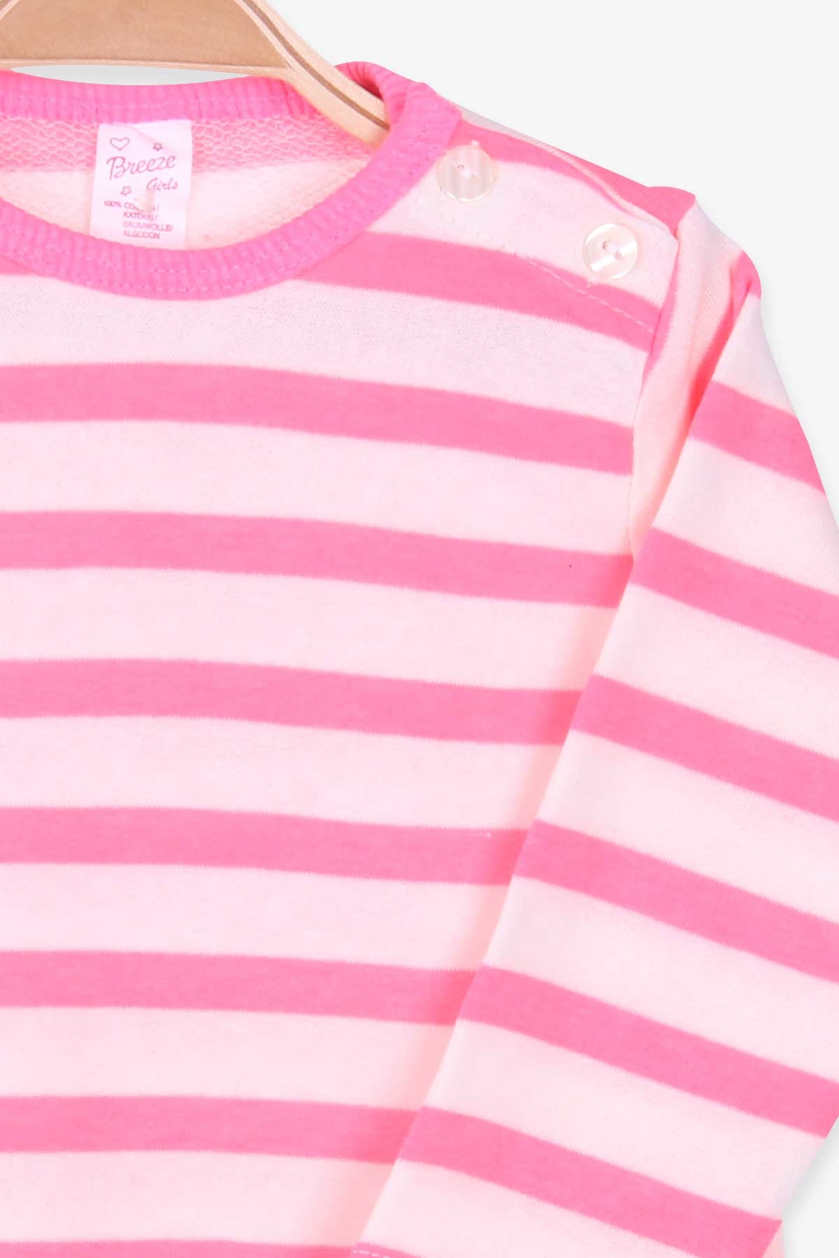 Breeze Kız Bebek Uzun Kollu Tişört Patlı Çizgili Ekru (9 Ay-3 Yaş)