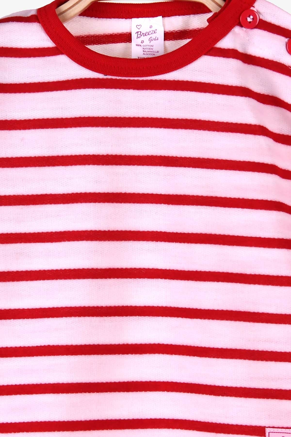 Breeze Kız Bebek Uzun Kollu Tişört Patlı Çizgili Kırmızı (9 Ay-1.5 Yaş)