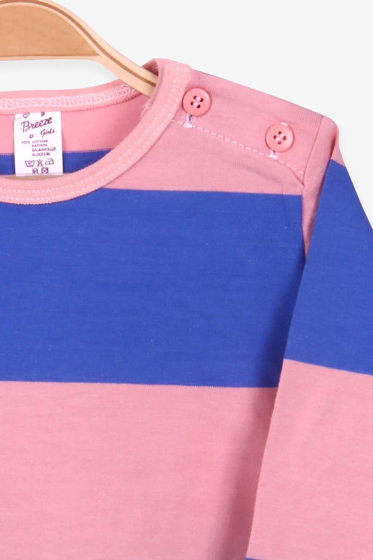 Breeze Kız Bebek Uzun Kollu Tişört Patlı Çizgili Somon (9 Ay-3 Yaş)