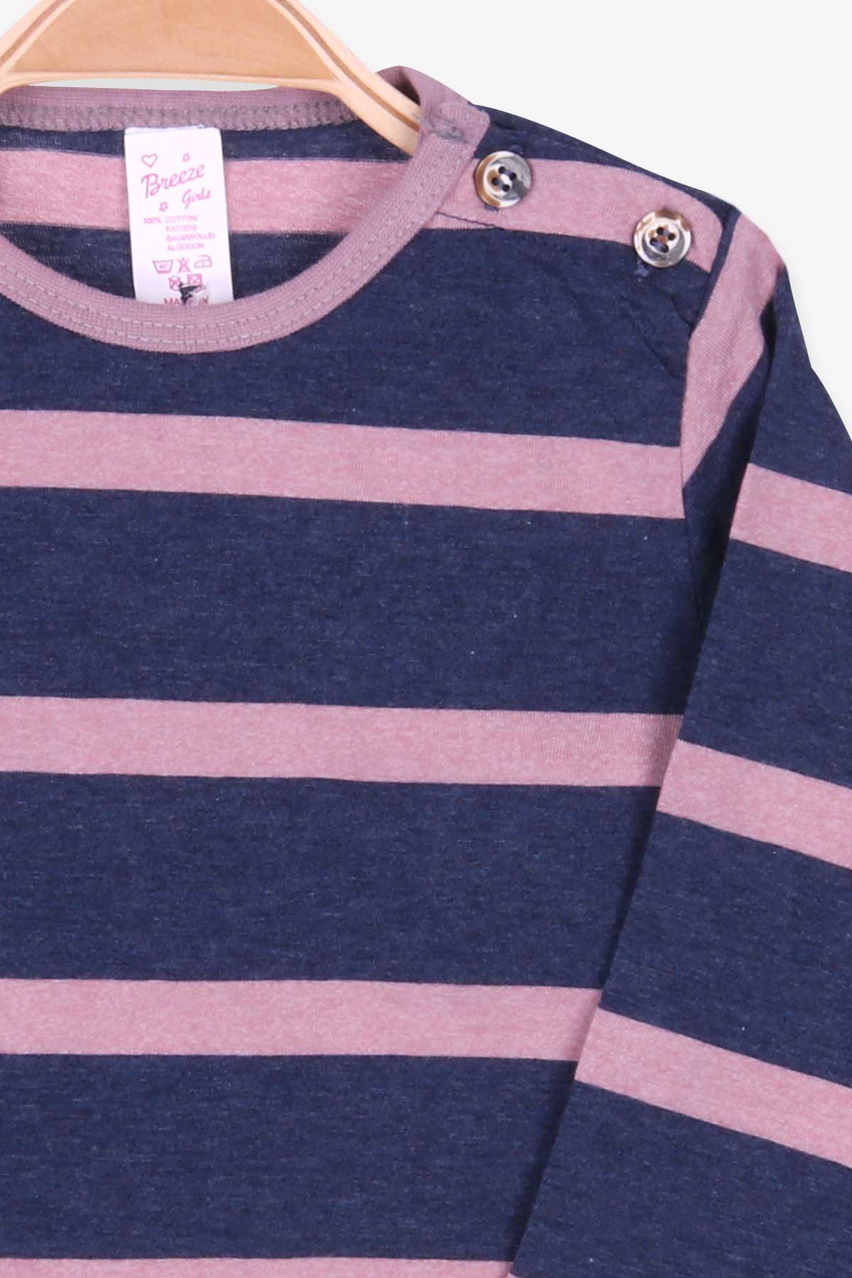 Breeze Kız Bebek Uzun Kollu Tişört Patlı Çizgili Karışık Renk (9 Ay-3 Yaş)