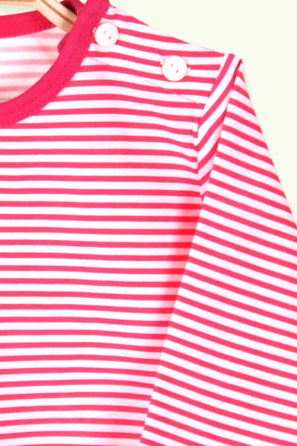 Breeze Kız Bebek Uzun Kollu Tişört Patlı Çizgili Fuşya (9 Ay-3 Yaş)