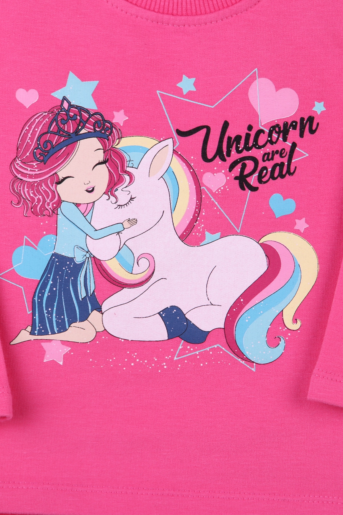 Breeze Kız Bebek Uzun Kollu Tişört Unicornlu Kız Baskılı Pembe (1-4 Yaş)