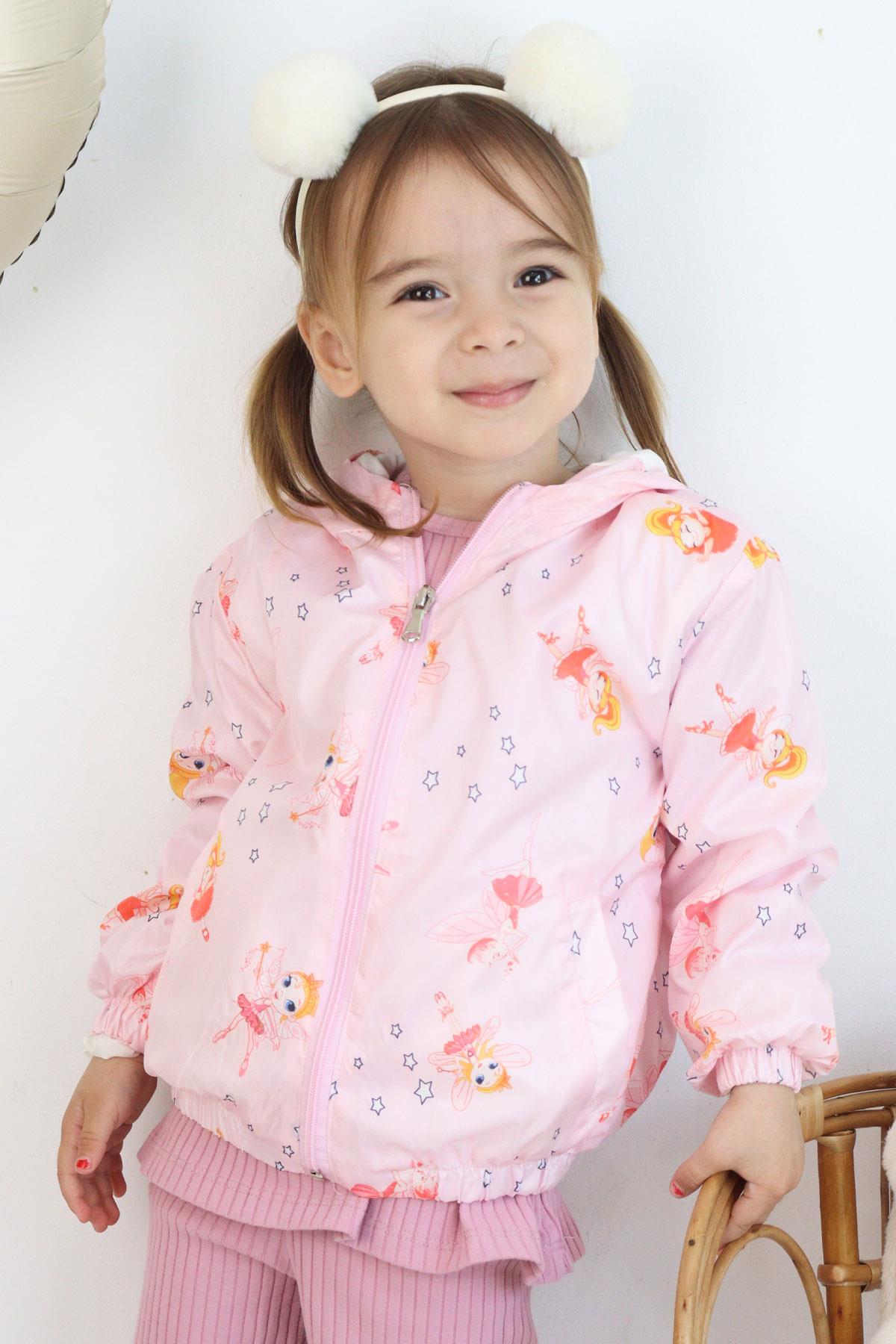 Breeze Kız Bebek Yağmurluk Sevimli Periler Desenli Pembe (1-2 Yaş)