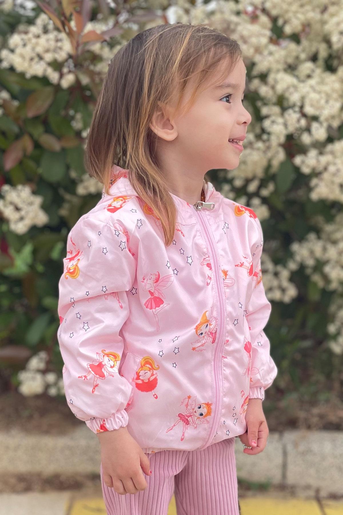 Breeze Kız Bebek Yağmurluk Sevimli Periler Desenli Pembe (1-2 Yaş)