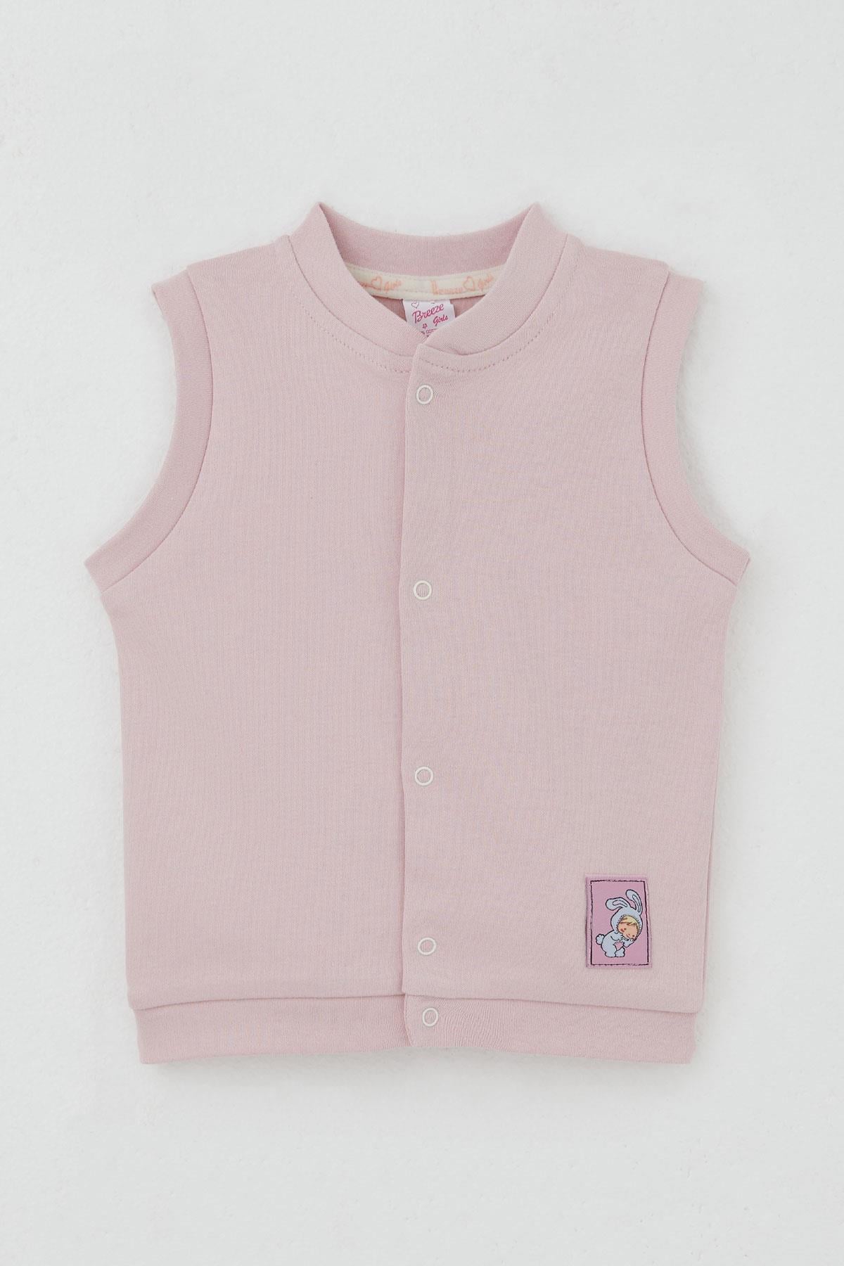 Breeze Kız Bebek Yelek Çıtçıtlı Sevimli Tavşancık Armalı Pembe (4 Ay-1 Yaş)