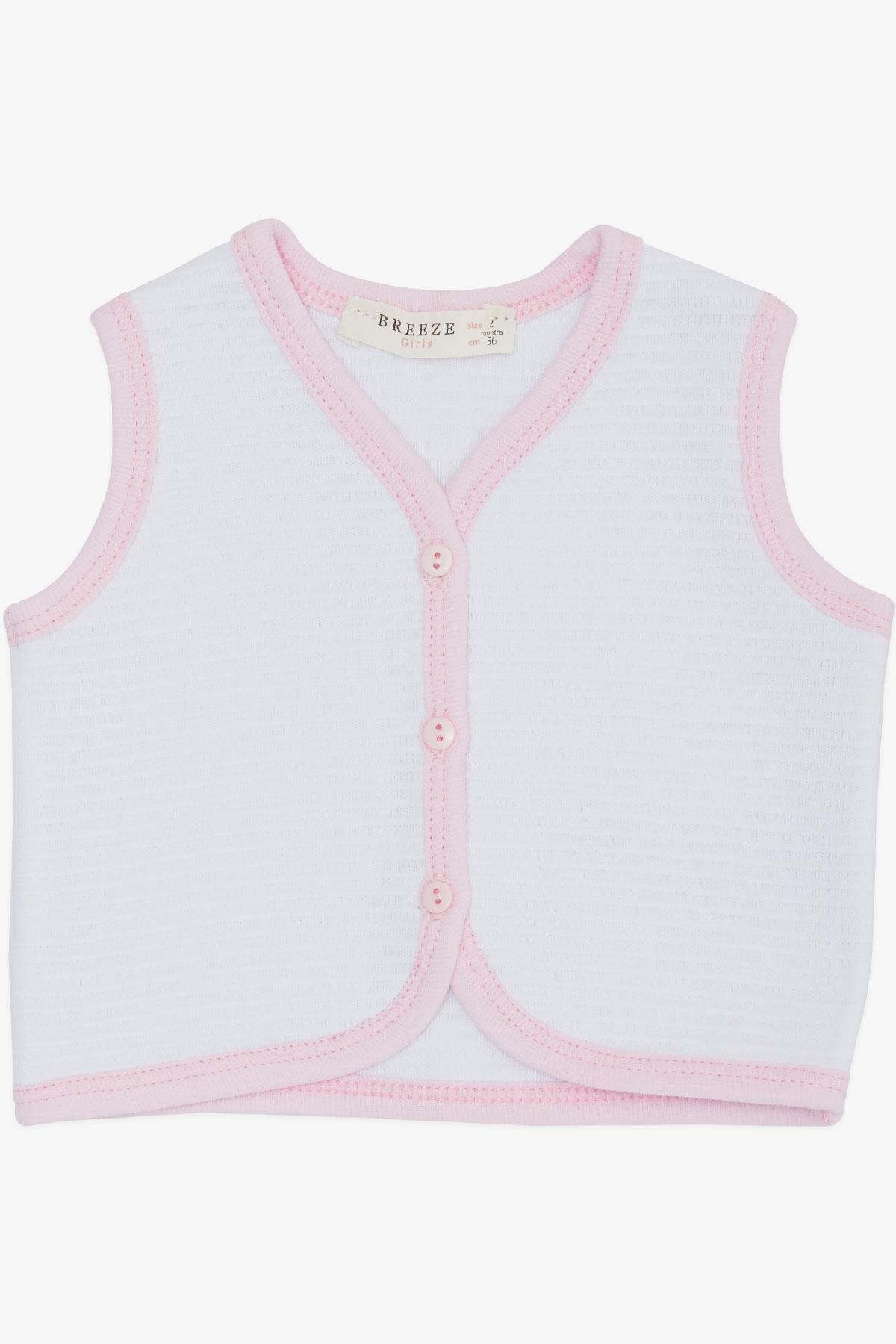 Breeze Kız Bebek Yelek Düğmeli Beyaz (0-9 Ay)
