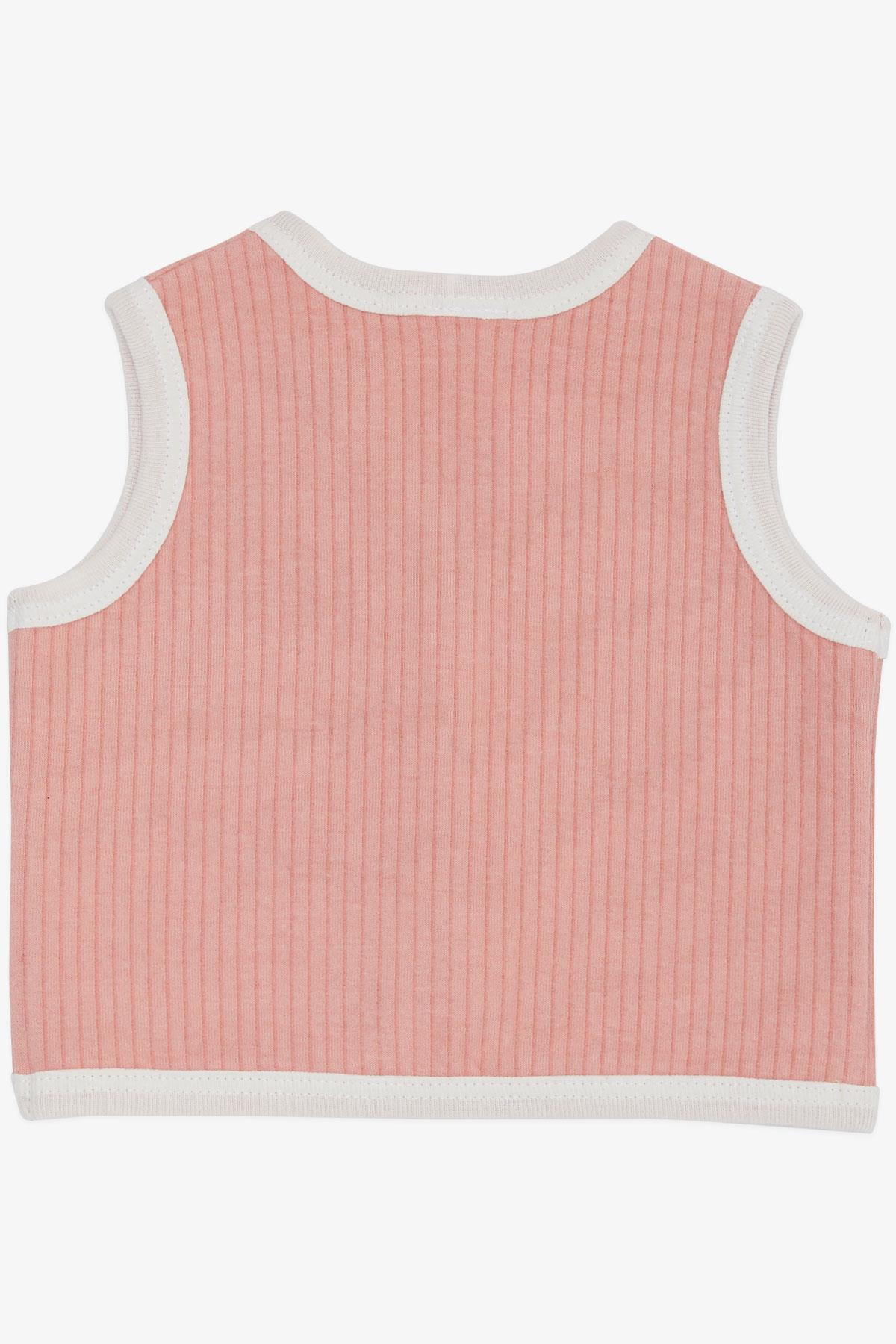 Breeze Kız Bebek Yelek Düğmeli Gülkurusu (0-9 Ay)