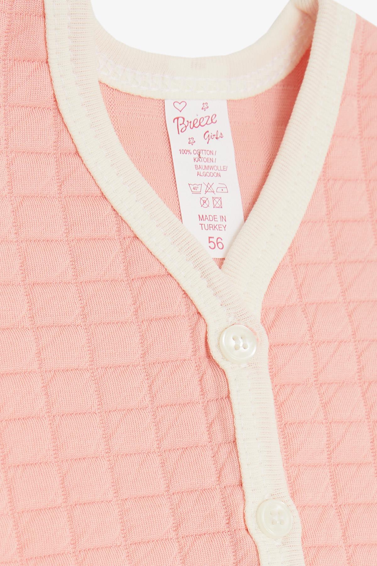 Breeze Kız Bebek Yelek Düğmeli Somon (0-9 Ay)