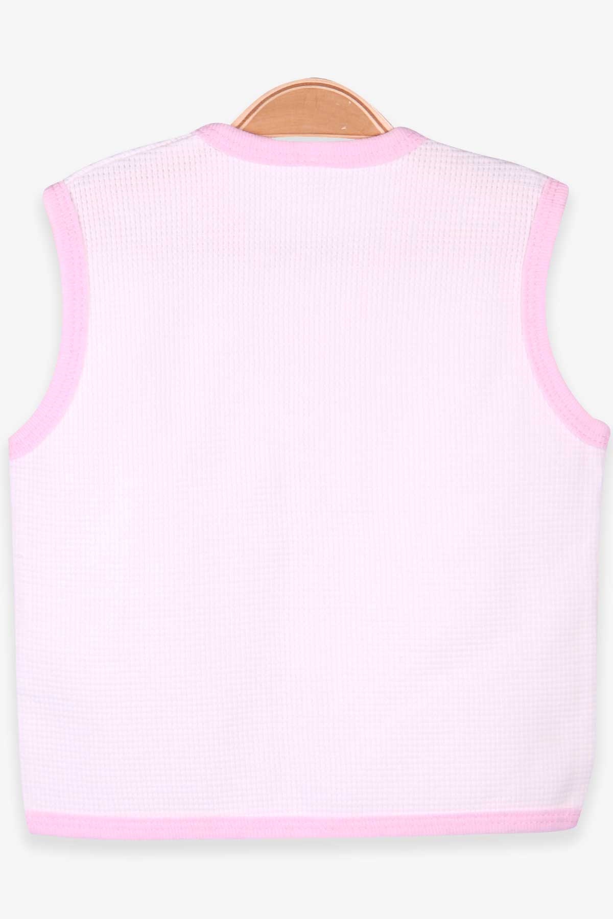 Breeze Kız Bebek Yelek Pembe Biyeli Beyaz (0-3 Ay-9 Ay)