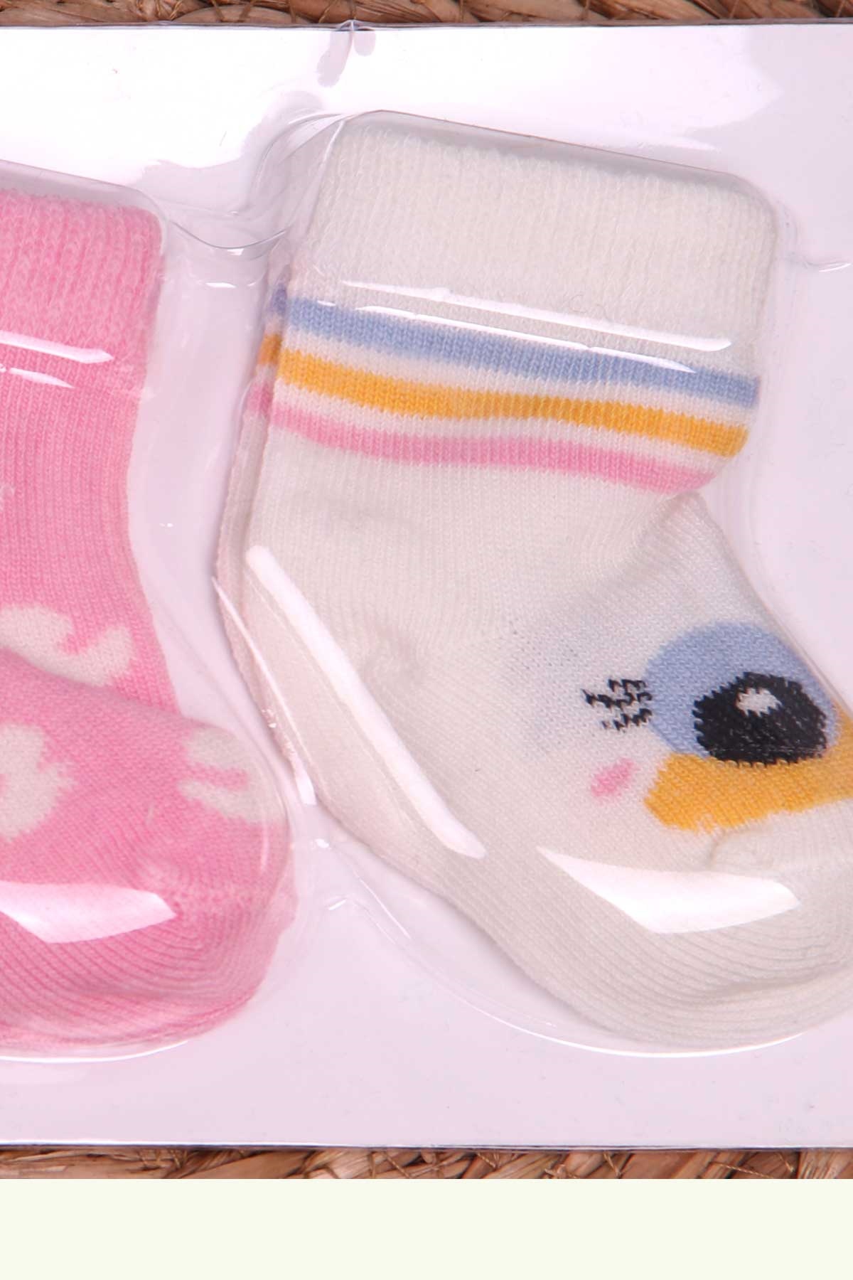 Breeze Kız Bebek Yenidoğan Çorap 3 lü Desenli Karışık Renk