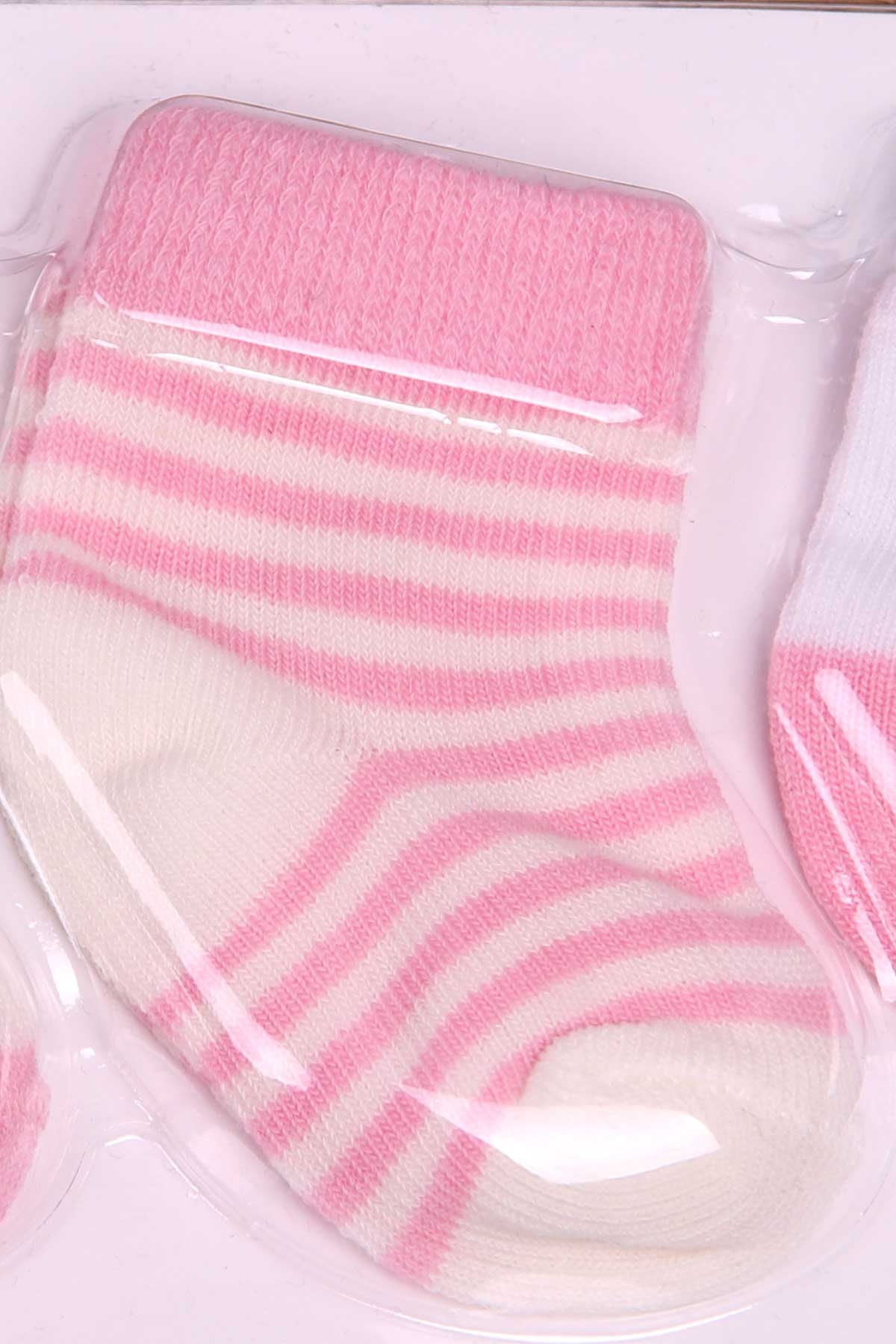 Breeze Kız Bebek Yenidoğan Çorap 3 lü Desenli Karışık Renk