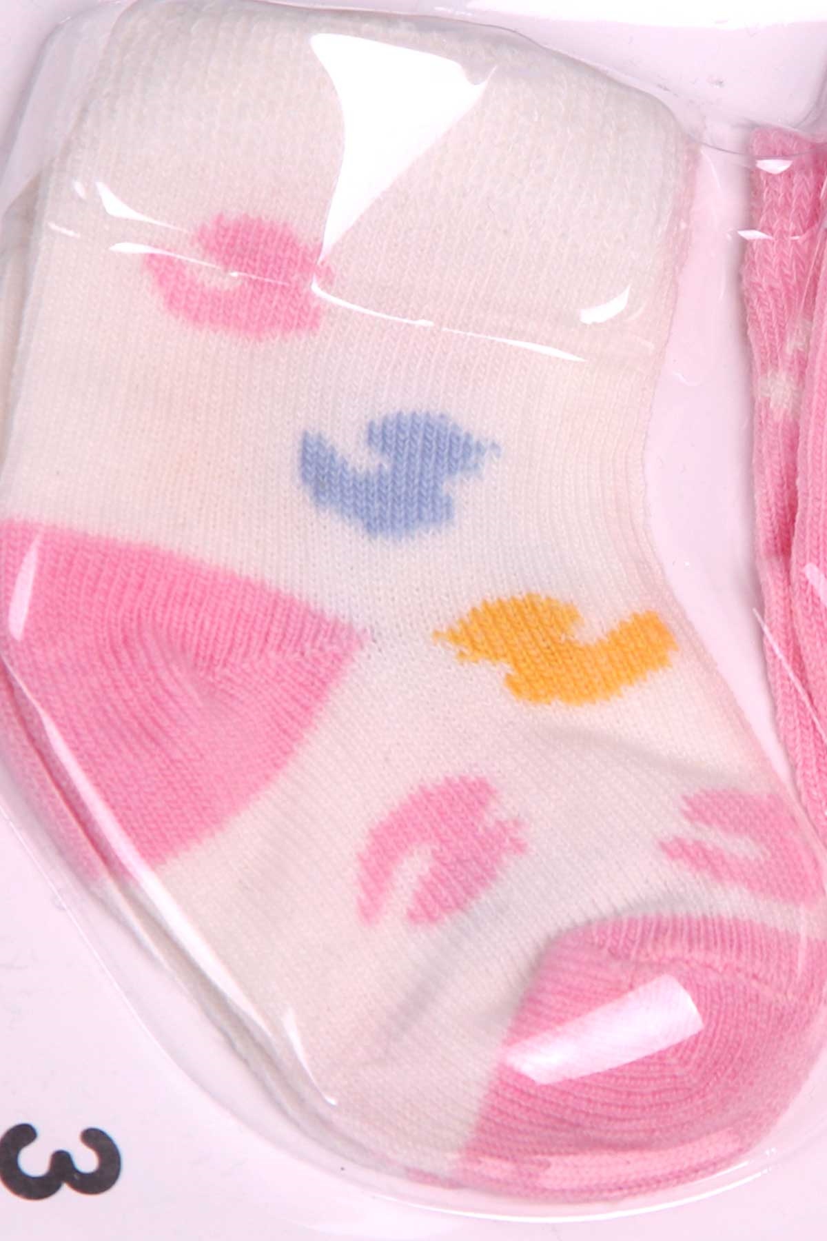 Breeze Kız Bebek Yenidoğan Çorap 3 lü Desenli Karışık Renk
