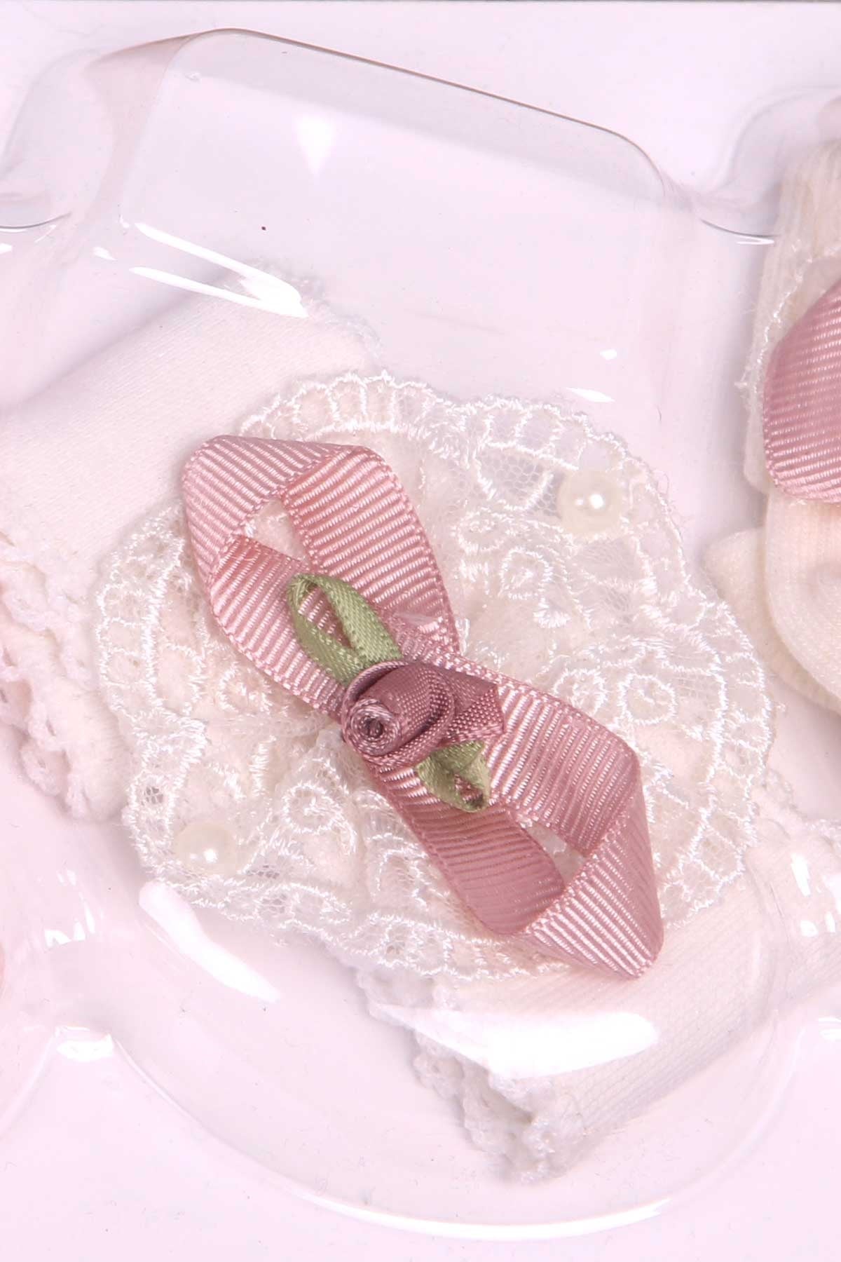 Breeze Kız Bebek Yenidoğan Çorap 3 lü Bandanalı Karışık Renk