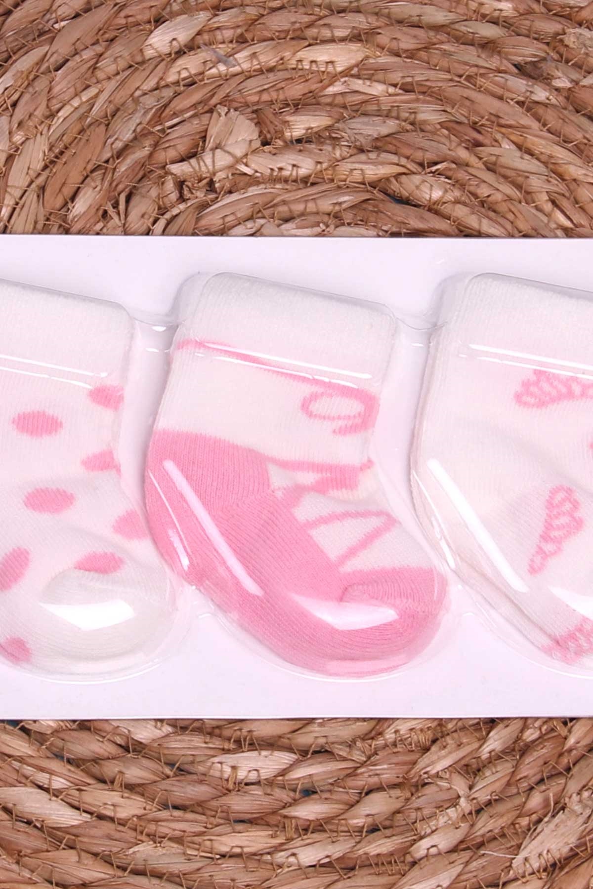 Breeze Kız Bebek Yenidoğan Çorap 3 lü Desenli Karışık Renk